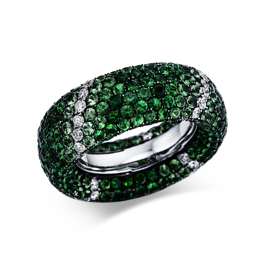 Ring 18 kt WG, Fassung teils schwarz rhodinie