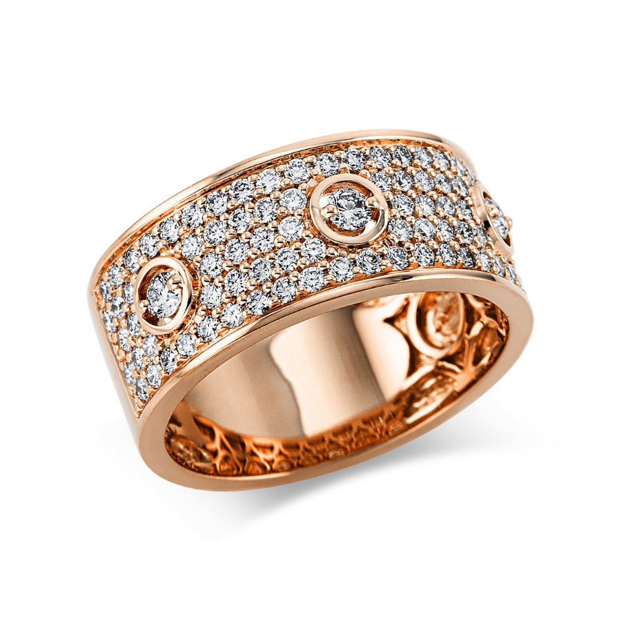 Pavé Ring Zarge 18kt Rotgold mit 0,83ct Diamanten