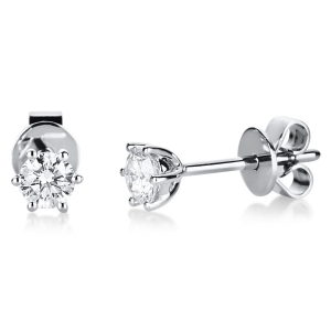 Solitaire Ohrstecker 6er-Krappe 14kt Weißgold mit 0,35ct Diamanten