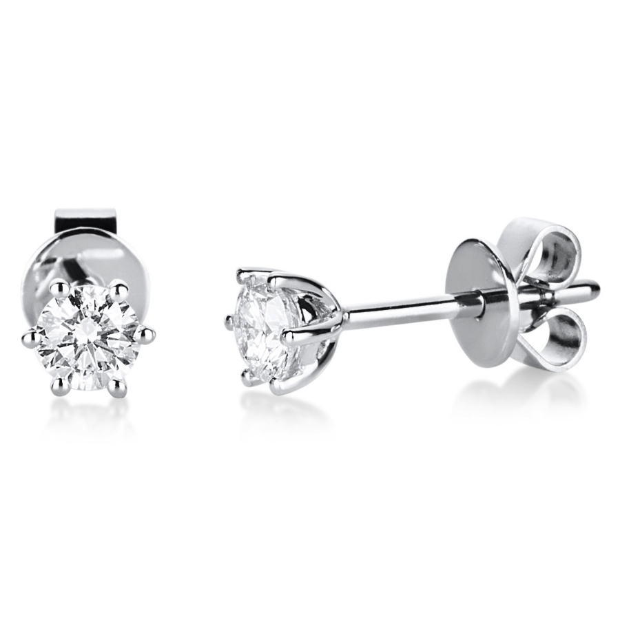 Solitaire Ohrstecker 6er-Krappe 14kt Weißgold mit 0,35ct Diamanten