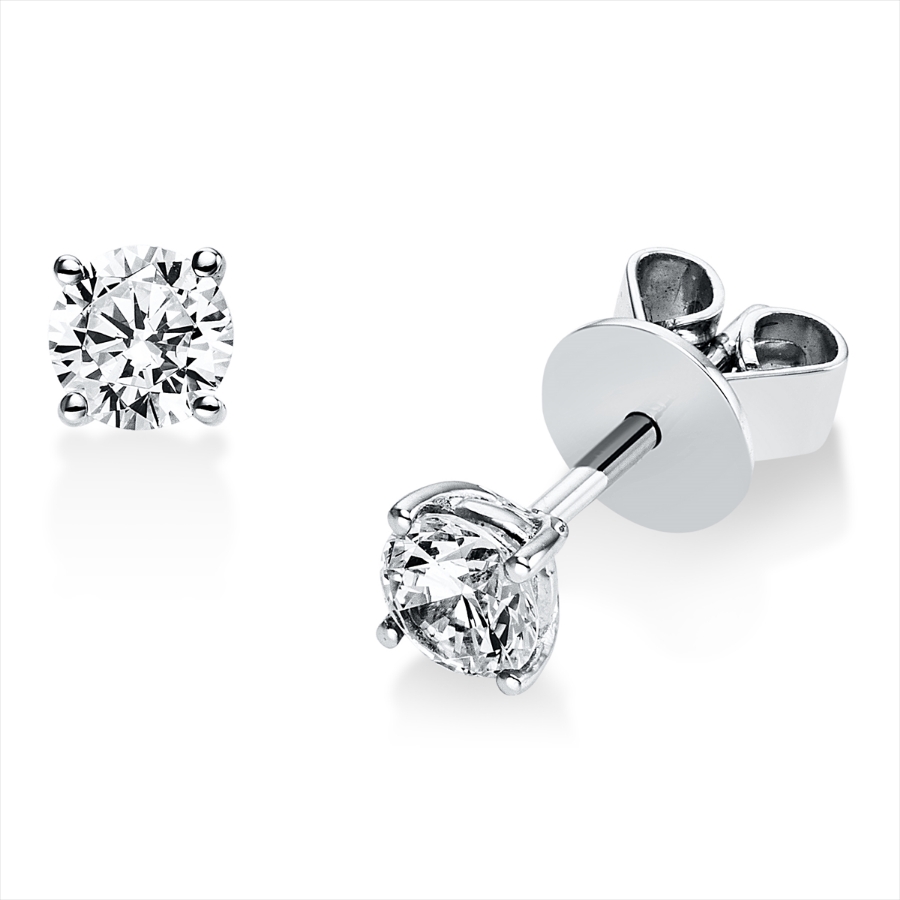 Solitaire Ohrstecker 4er-Krappe 950PL Platin mit 0,50ct Diamanten