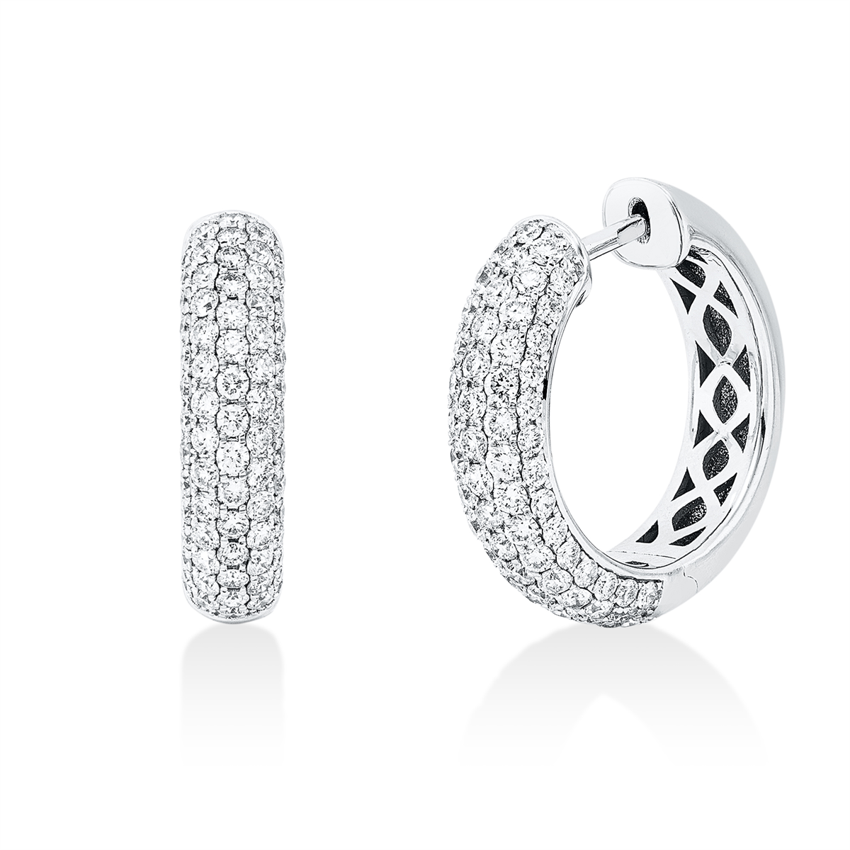 Pavé Creolen  18kt Weißgold mit 1,69ct Diamanten