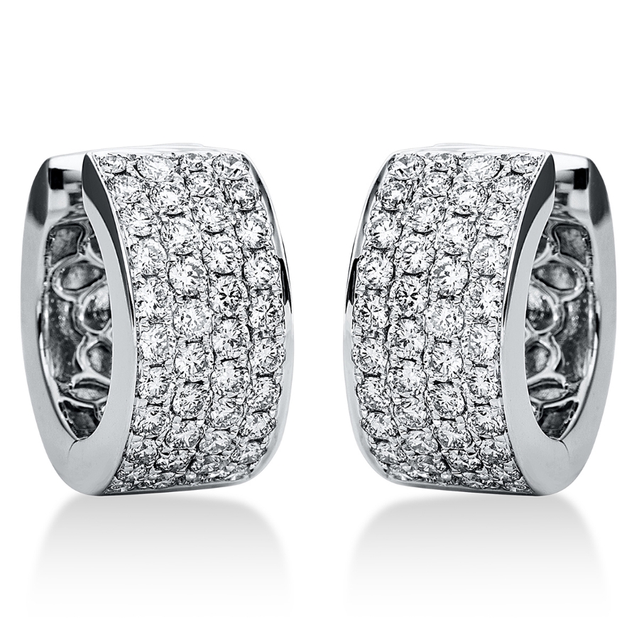 Pavé Creolen  18kt Weißgold mit 1,40ct Diamanten