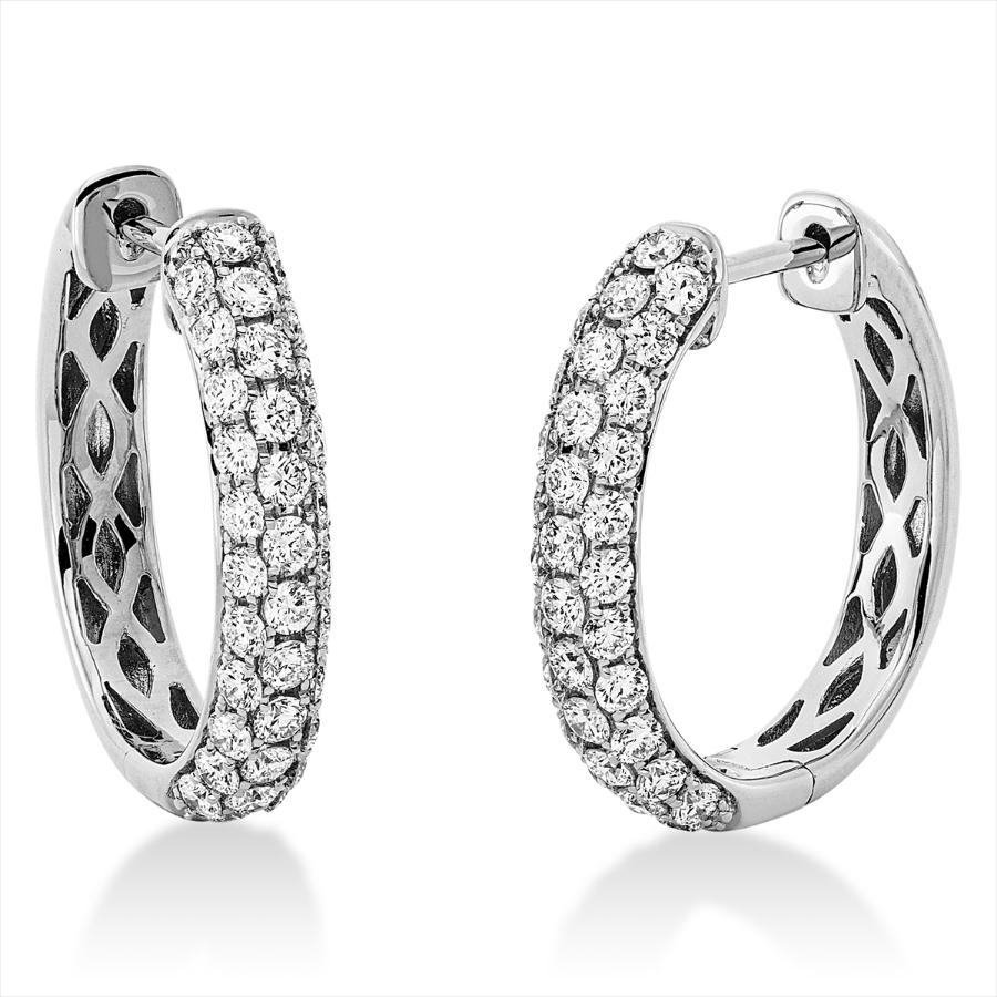Pavé Creolen  18kt Weißgold mit 1,09ct Diamanten