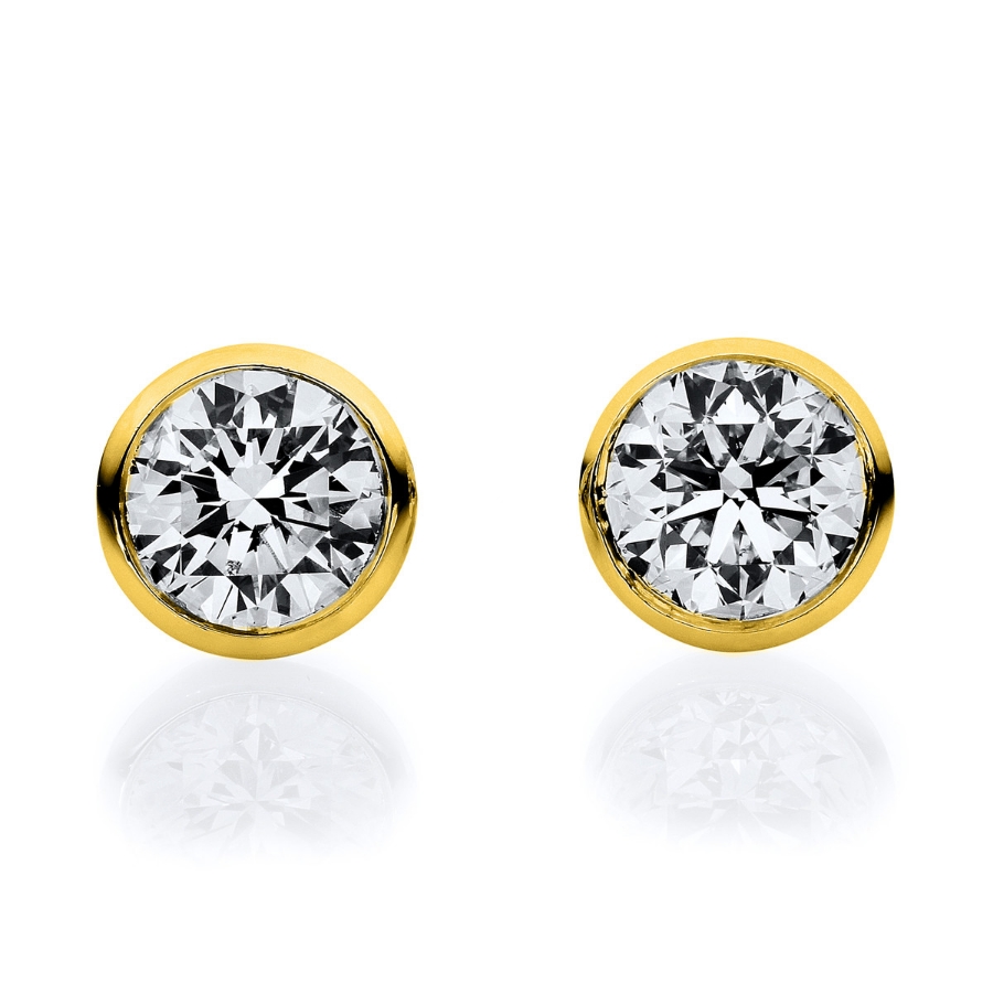 Solitaire Ohrstecker Zarge 14kt Gelbgold mit 0,35ct Diamanten