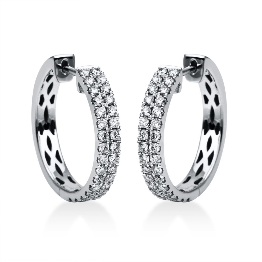 Pavé Creolen  18kt Weißgold mit 0,90ct Diamanten