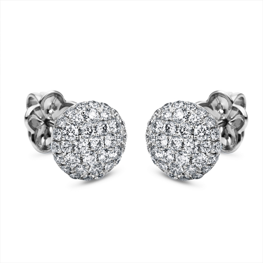 Pavé Ohrstecker  18kt Weißgold mit 0,90ct Diamanten