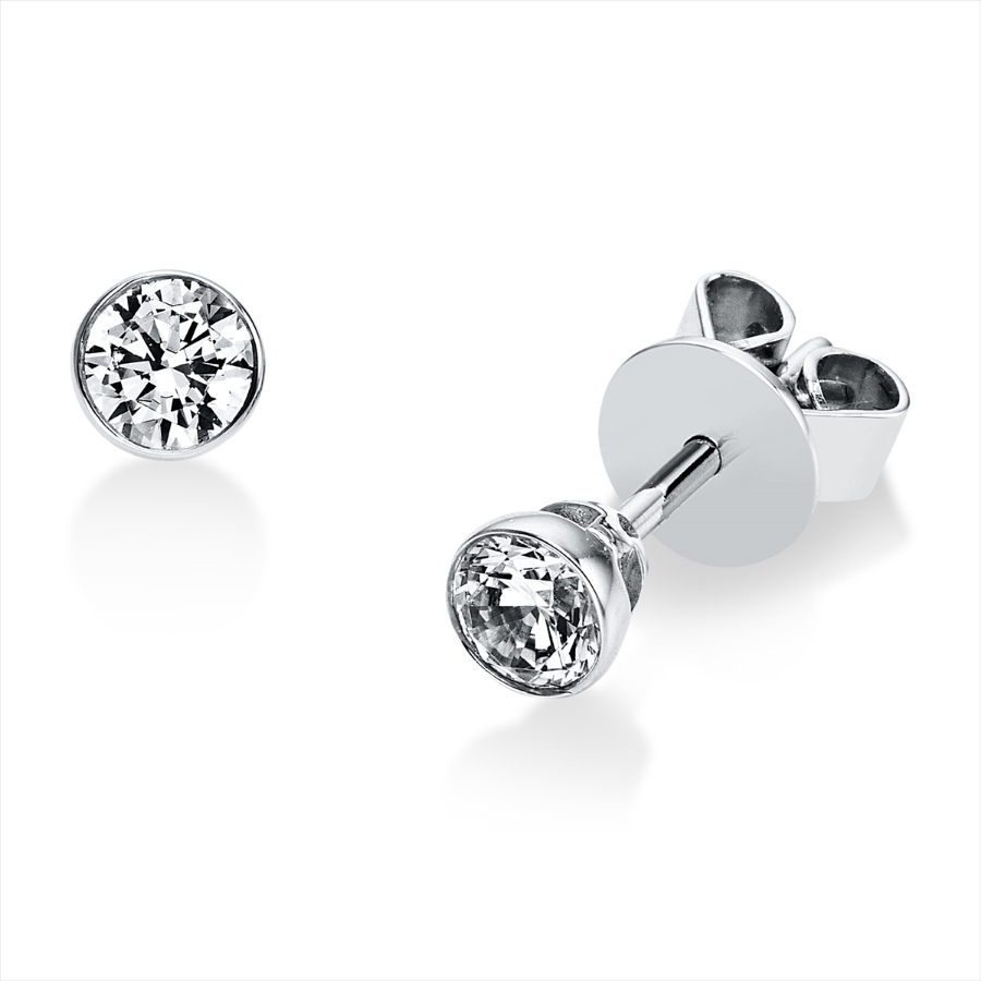 Solitaire Ohrstecker Zarge 18kt Weißgold mit 0,40ct Diamanten