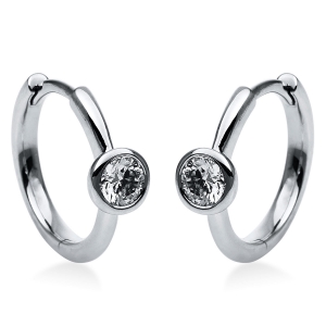 Solitaire Creolen Zarge 14kt Weißgold mit 0,30ct Diamanten