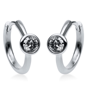 Solitaire Creolen Zarge 14kt Weißgold mit 0,40ct Diamanten