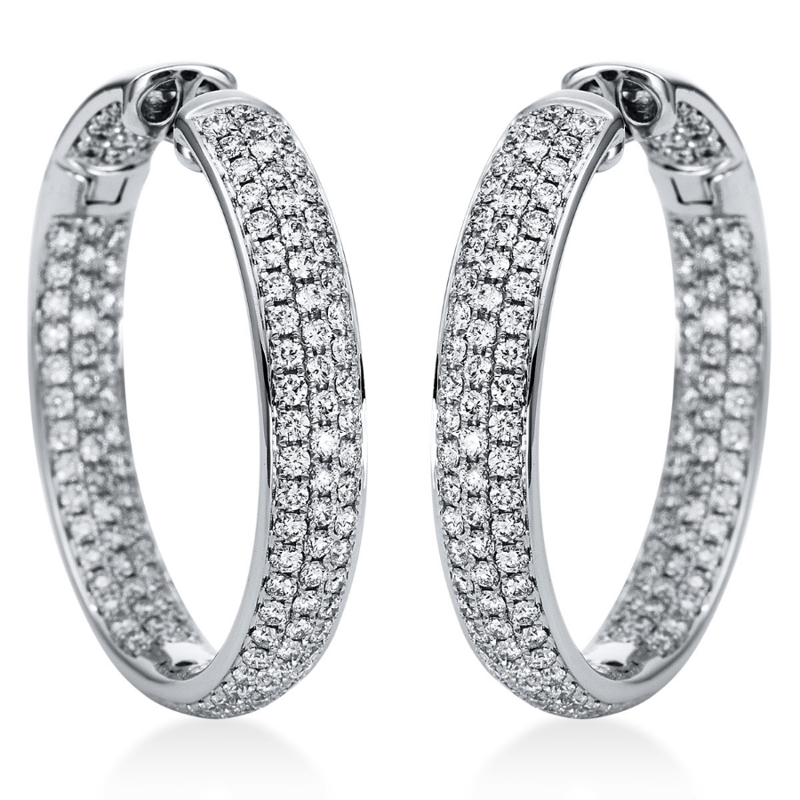 Pavé Creolen  18kt Weißgold mit 2,73ct Diamanten