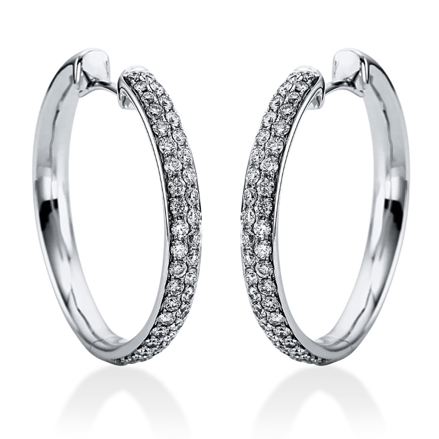 Pavé Creolen  18kt Weißgold mit 0,86ct Diamanten