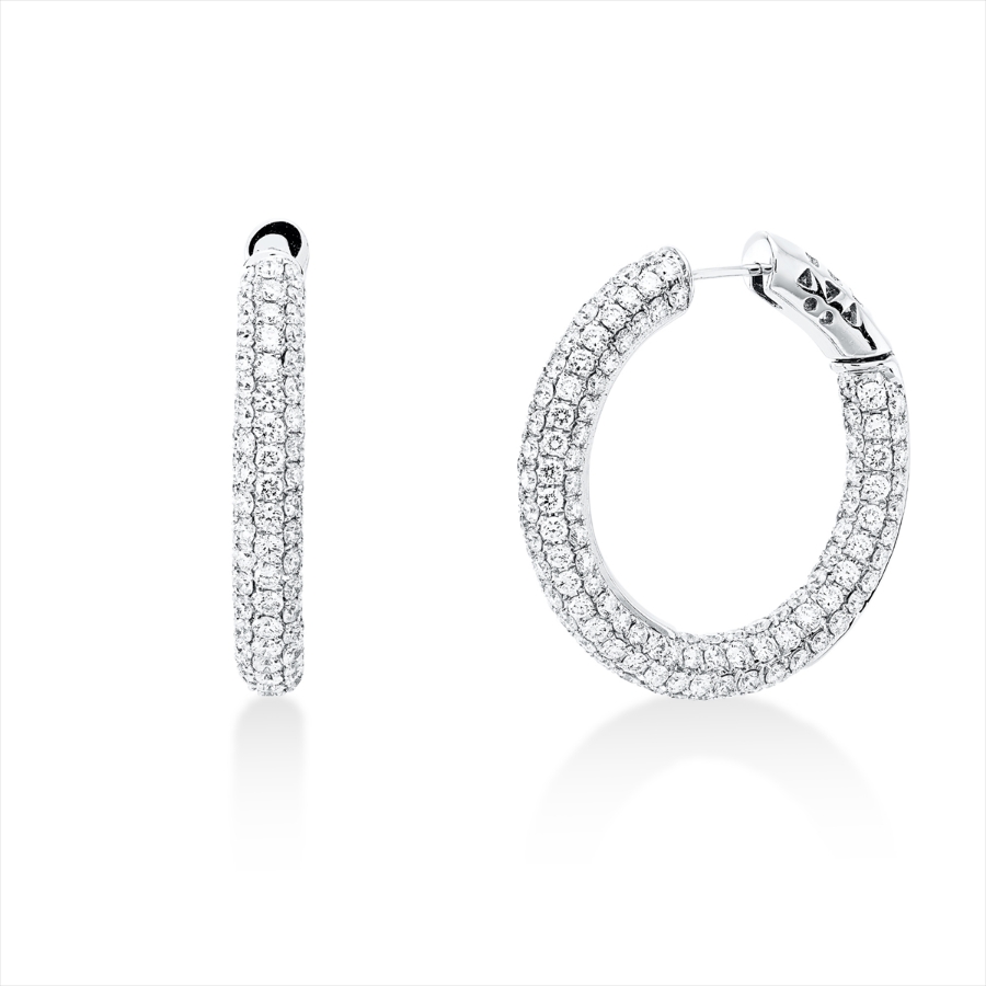 Pavé Creolen  18kt Weißgold mit 6,39ct Diamanten