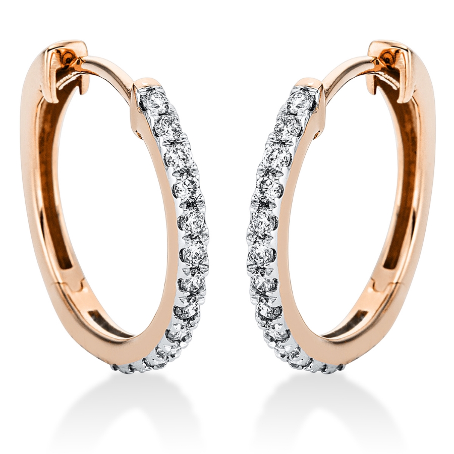 Creolen 18 kt RG, Fassung rhodiniert