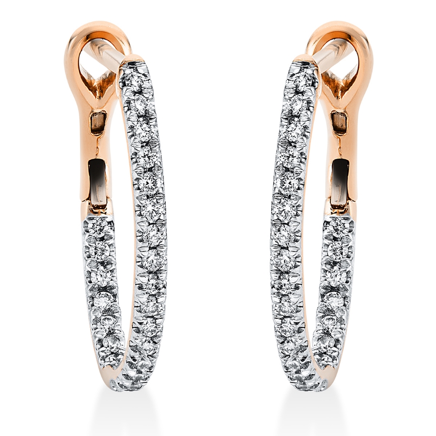 Creolen 18 kt RG, Fassung rhodiniert