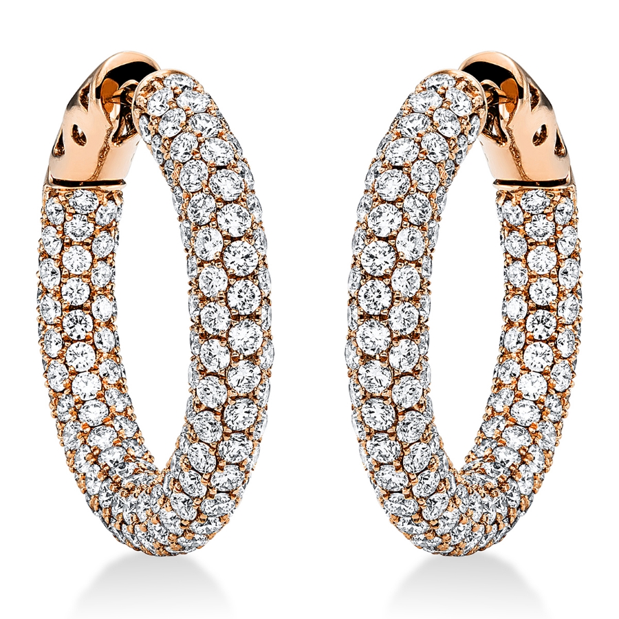 Pavé Creolen  18kt Rotgold mit 4,69ct Diamanten