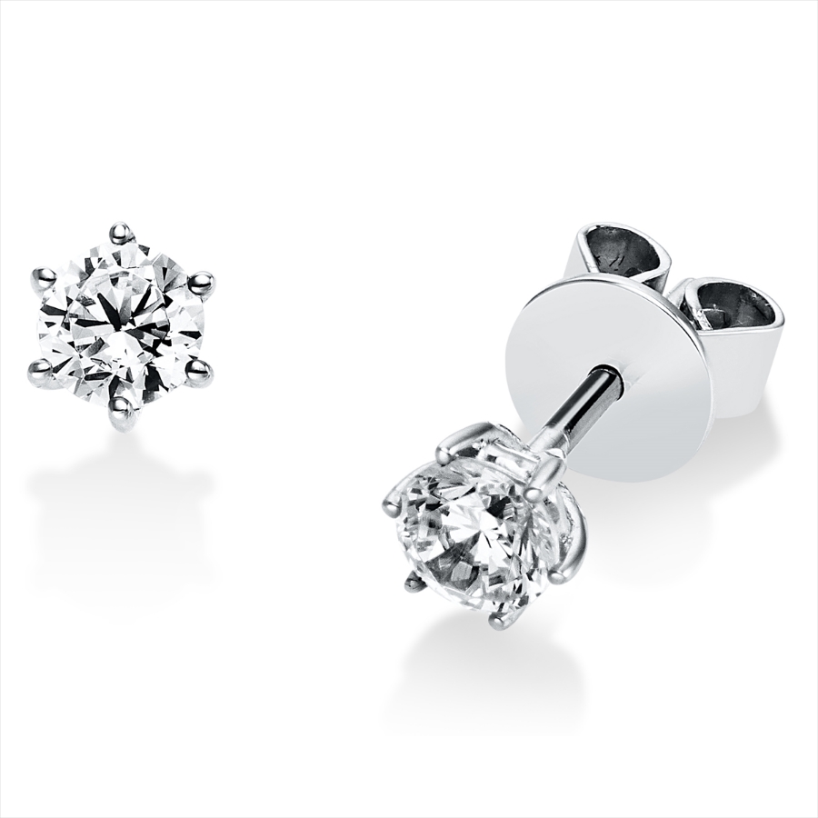 Solitaire Ohrstecker 6er-Krappe 14kt Weißgold mit 0,50ct Diamanten