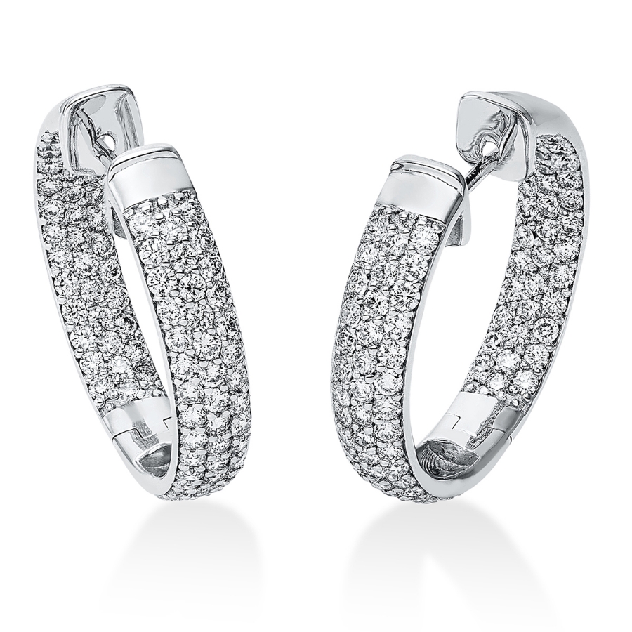 Pavé Creolen  18kt Weißgold mit 2,89ct Diamanten