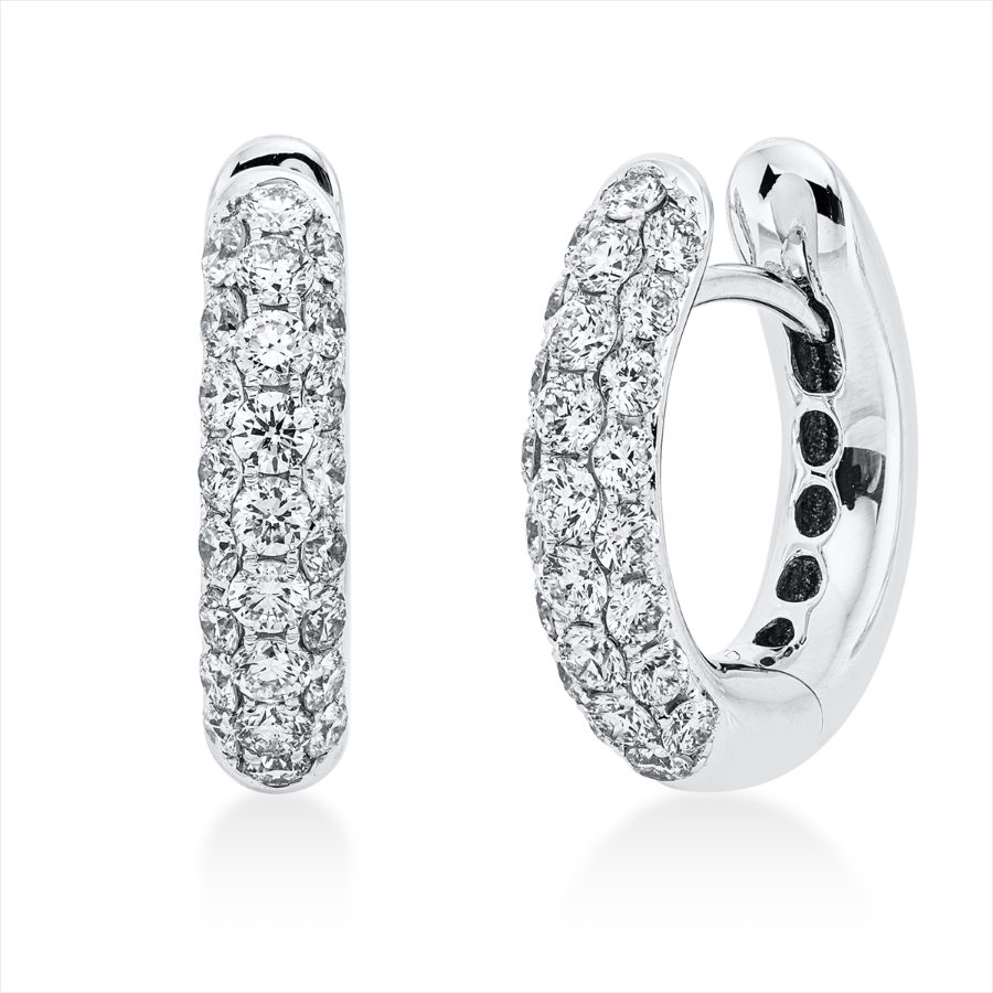 Pavé Creolen  18kt Weißgold mit 1,12ct Diamanten