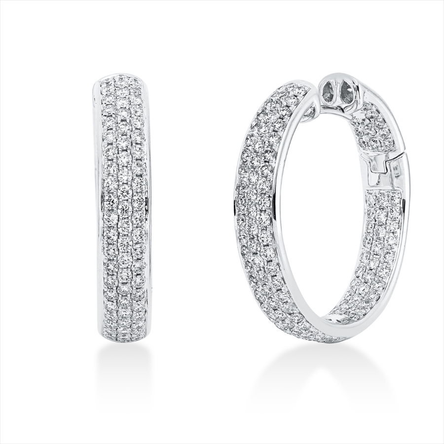 Pavé Creolen  18kt Weißgold mit 1,96ct Diamanten