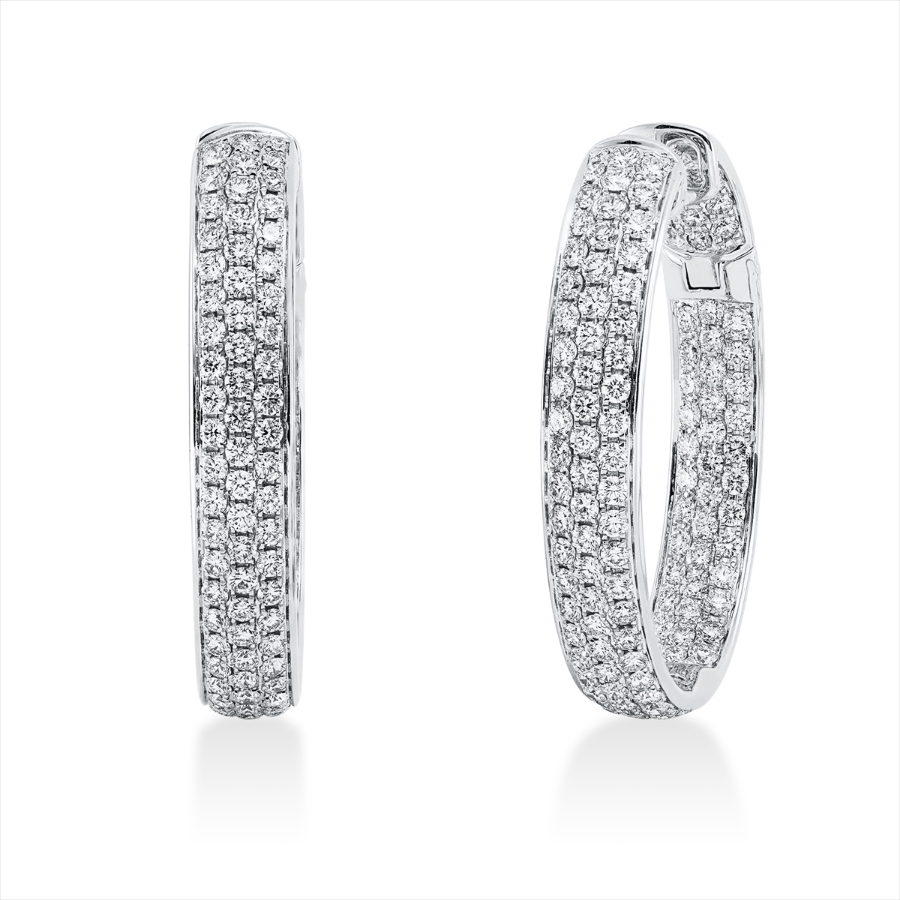 Pavé Creolen  18kt Weißgold mit 4,06ct Diamanten