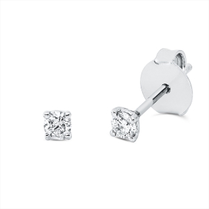 Solitaire Ohrstecker 4er-Krappe 18kt Weißgold mit 0,16ct Diamanten