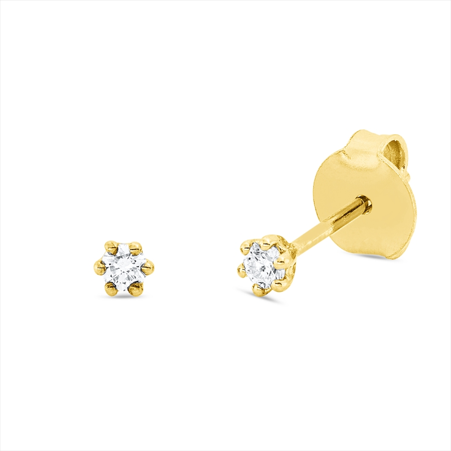 Solitaire Ohrstecker 6er-Krappe 18kt Gelbgold mit 0,10ct Diamanten