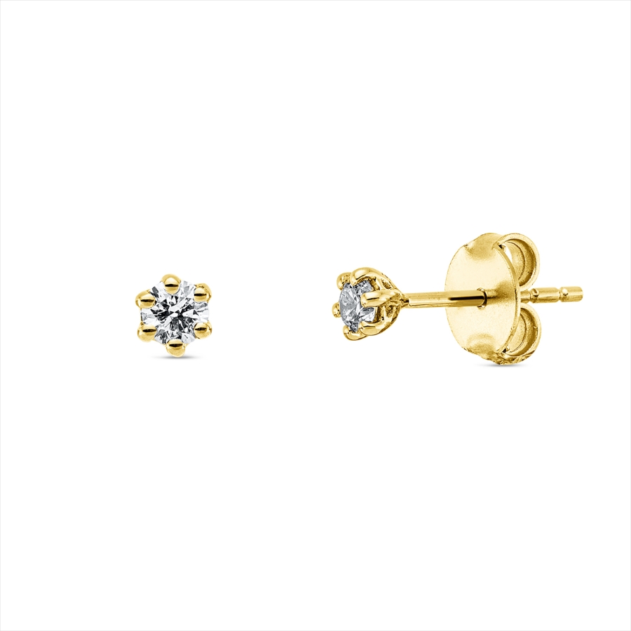 Solitaire Ohrstecker 6er-Krappe 18kt Gelbgold mit 0,19ct Diamanten