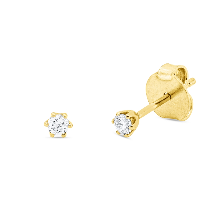 Solitaire Ohrstecker 6er-Krappe 18kt Gelbgold mit 0,10ct Diamanten