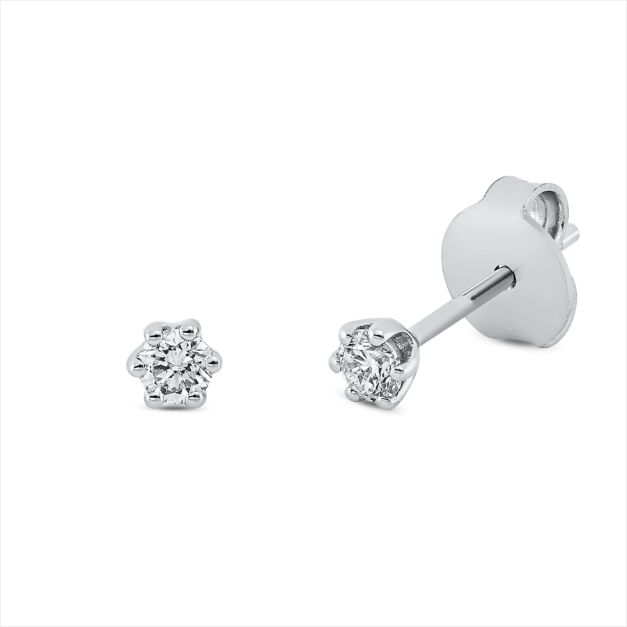 Solitaire Ohrstecker 6er-Krappe 18kt Gelbgold mit 0,20ct Diamanten