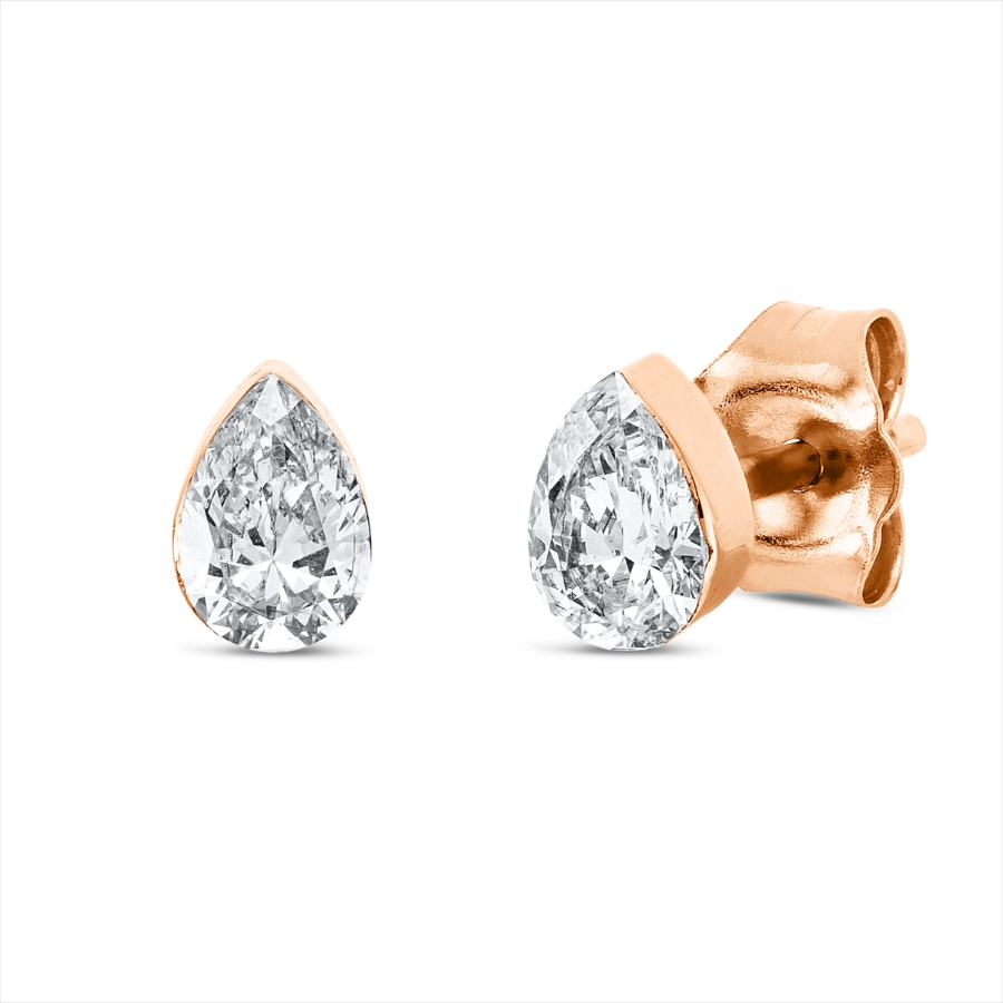 Solitaire Ohrstecker Zarge 18kt Gelbgold  Tropfen mit 0,48ct Diamanten
