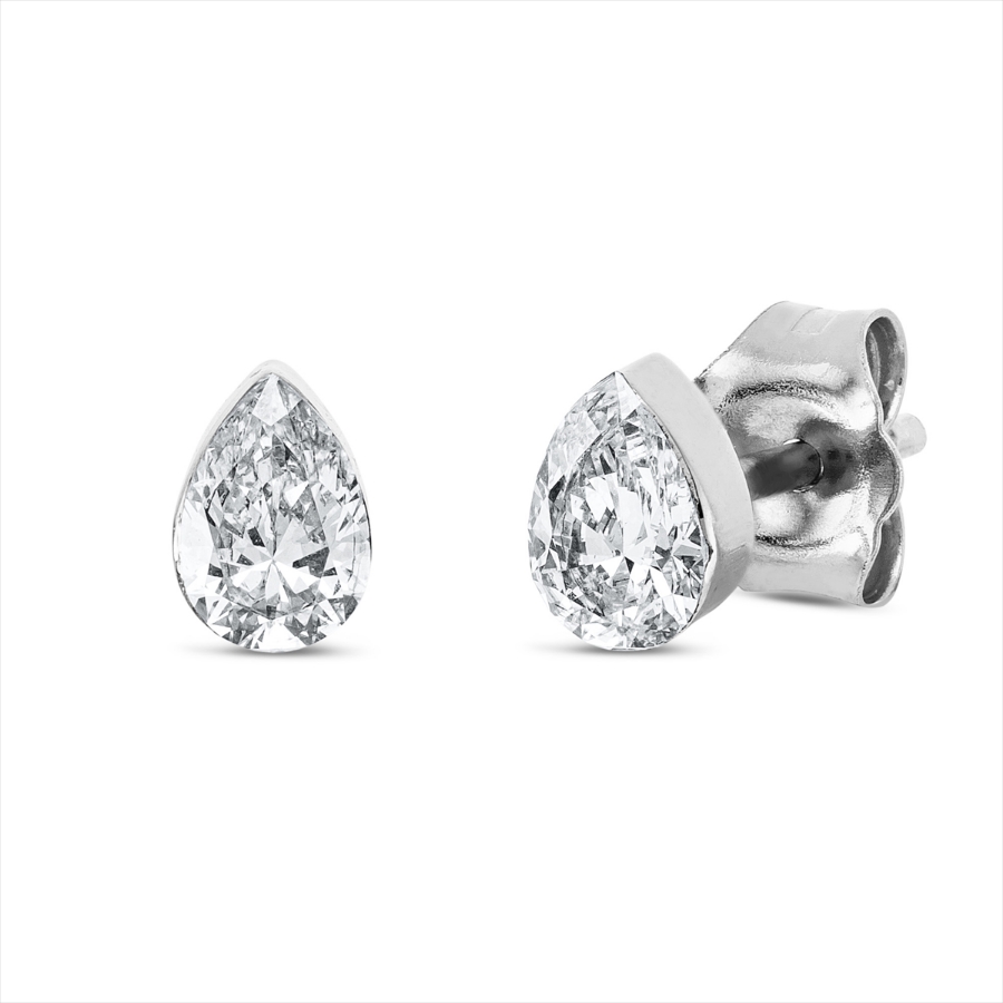 Solitaire Ohrstecker Zarge 18kt Gelbgold  Tropfen mit 0,48ct Diamanten