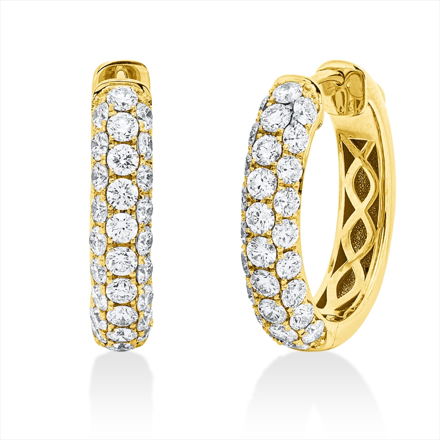 Pavé Creolen  18kt Gelbgold mit 2,06ct Diamanten