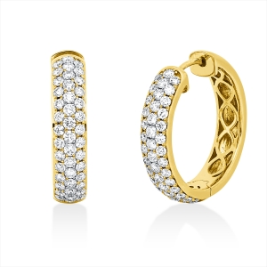 Pavé Creolen  18kt Gelbgold mit 1,57ct Diamanten