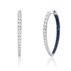 Creolen 18 kt WG, Fassung teils schwarz rhodinie