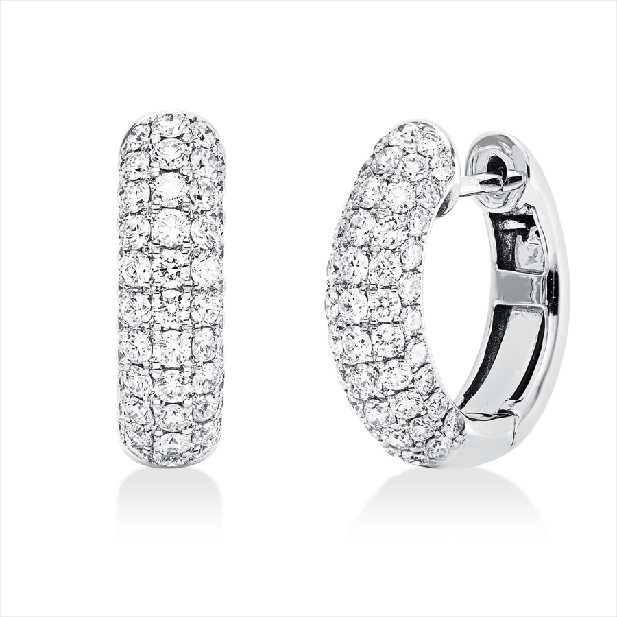 Pavé Creolen  18kt Weißgold mit 1,41ct Diamanten
