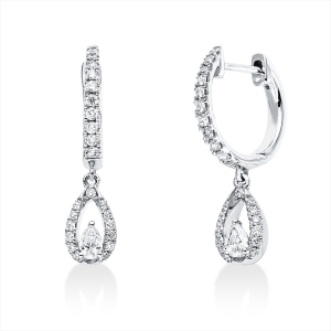 Solitaire Ohrschmuck  14kt Weißgold mit 0,46ct Diamanten