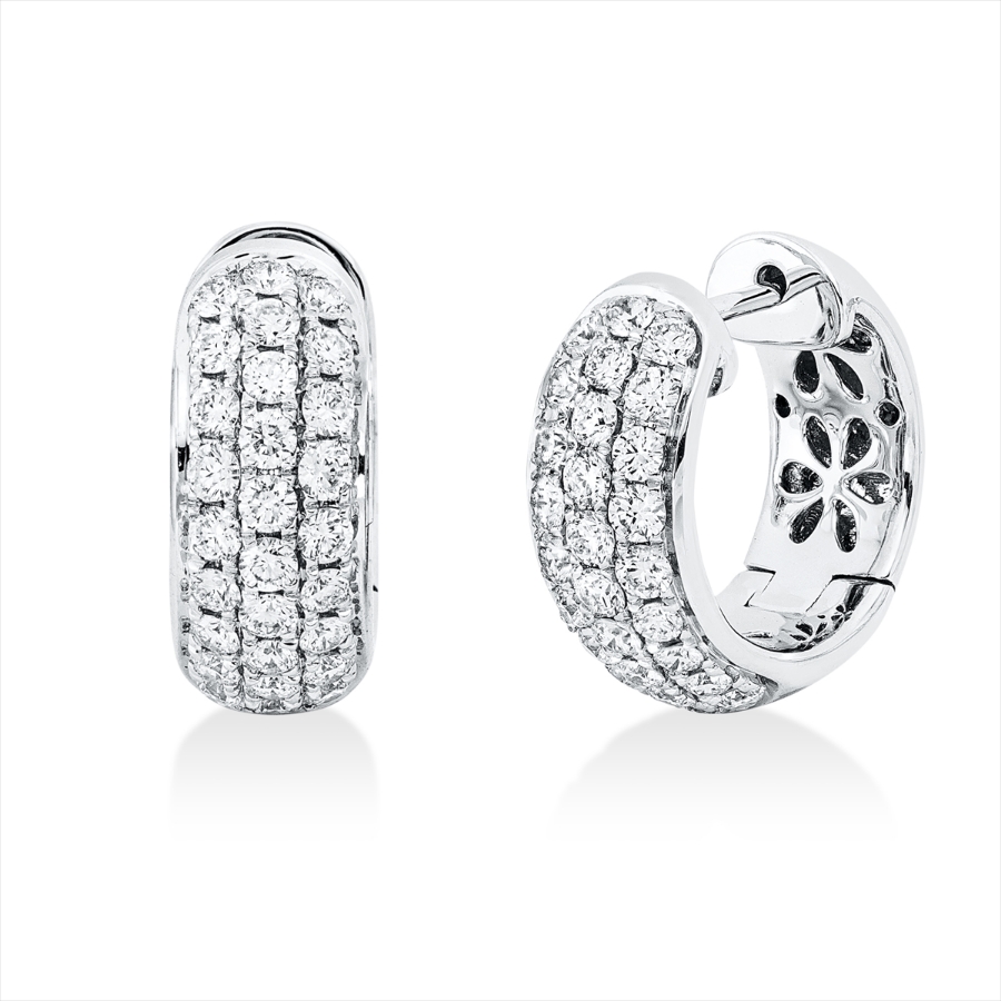 Pavé Creolen  14kt Weißgold mit 1,04ct Diamanten