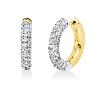 Pavé Creolen  14kt Weißgold / Gelbgold mit 1,24ct Diamanten