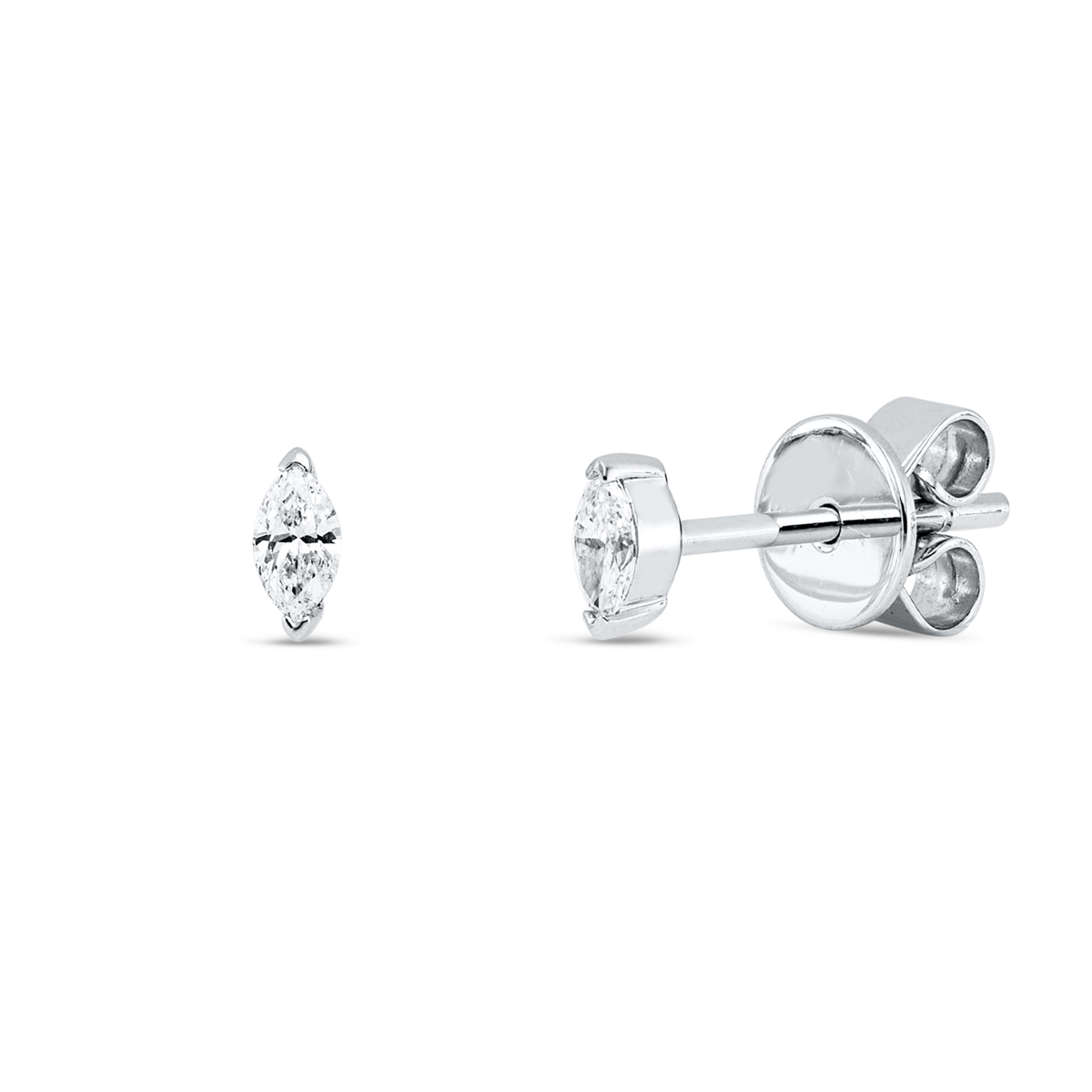 Solitaire Ohrstecker  14kt Weißgold v prongs mit 0,16ct Diamanten
