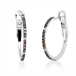 Creolen 18 kt WG, Fassung teils schwarz rhodinie
