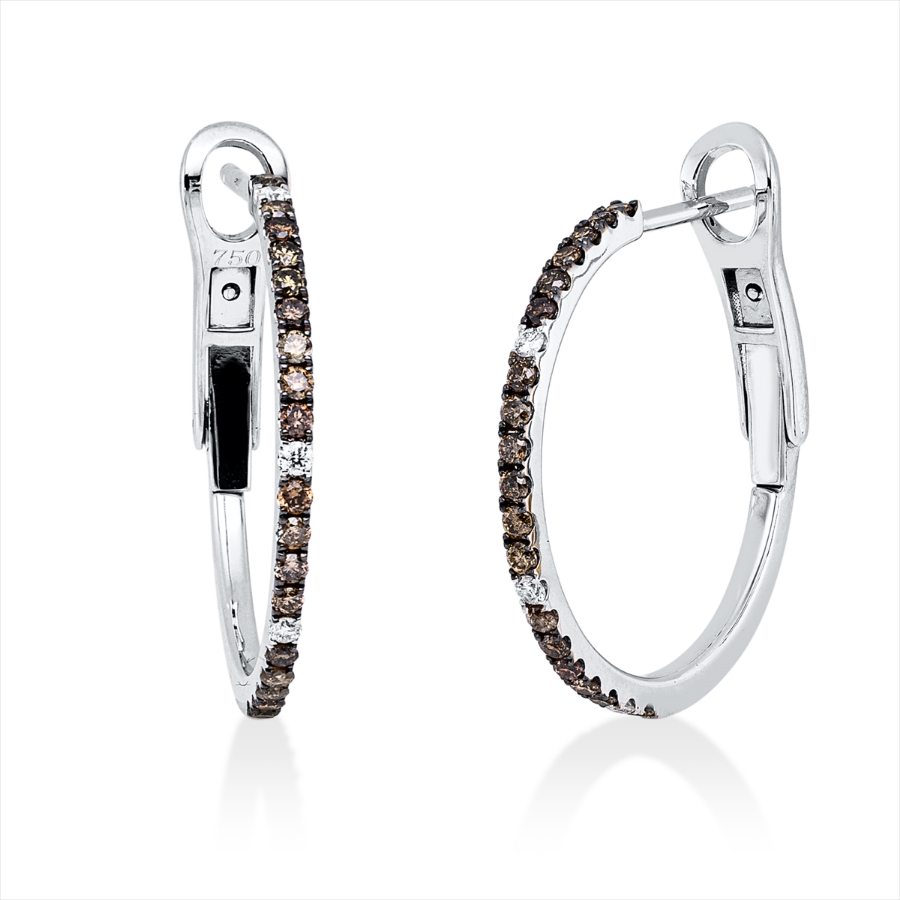Creolen 18 kt WG, Fassung teils schwarz rhodinie