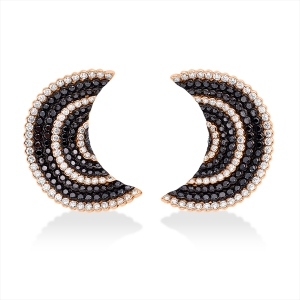 Ohrschmuck 18 kt RG, Fassung teils schwarz rhodinie