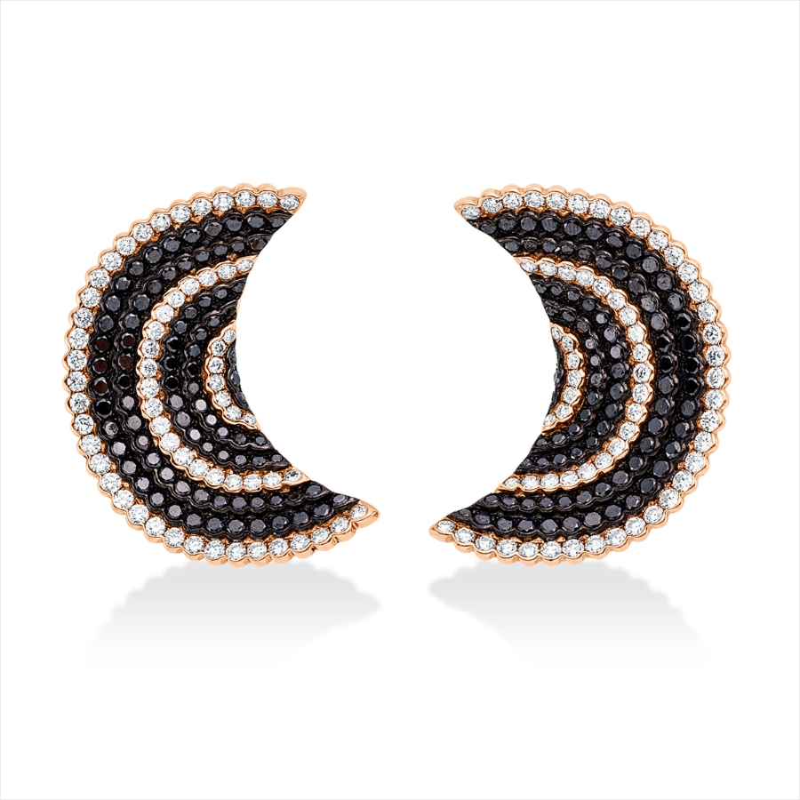 Ohrschmuck 18 kt RG, Fassung teils schwarz rhodinie