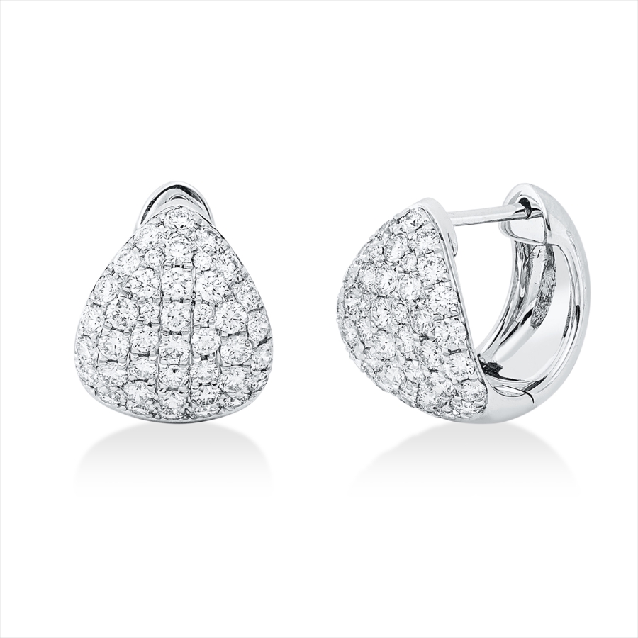 Pavé Creolen  14kt Weißgold mit 1,41ct Diamanten