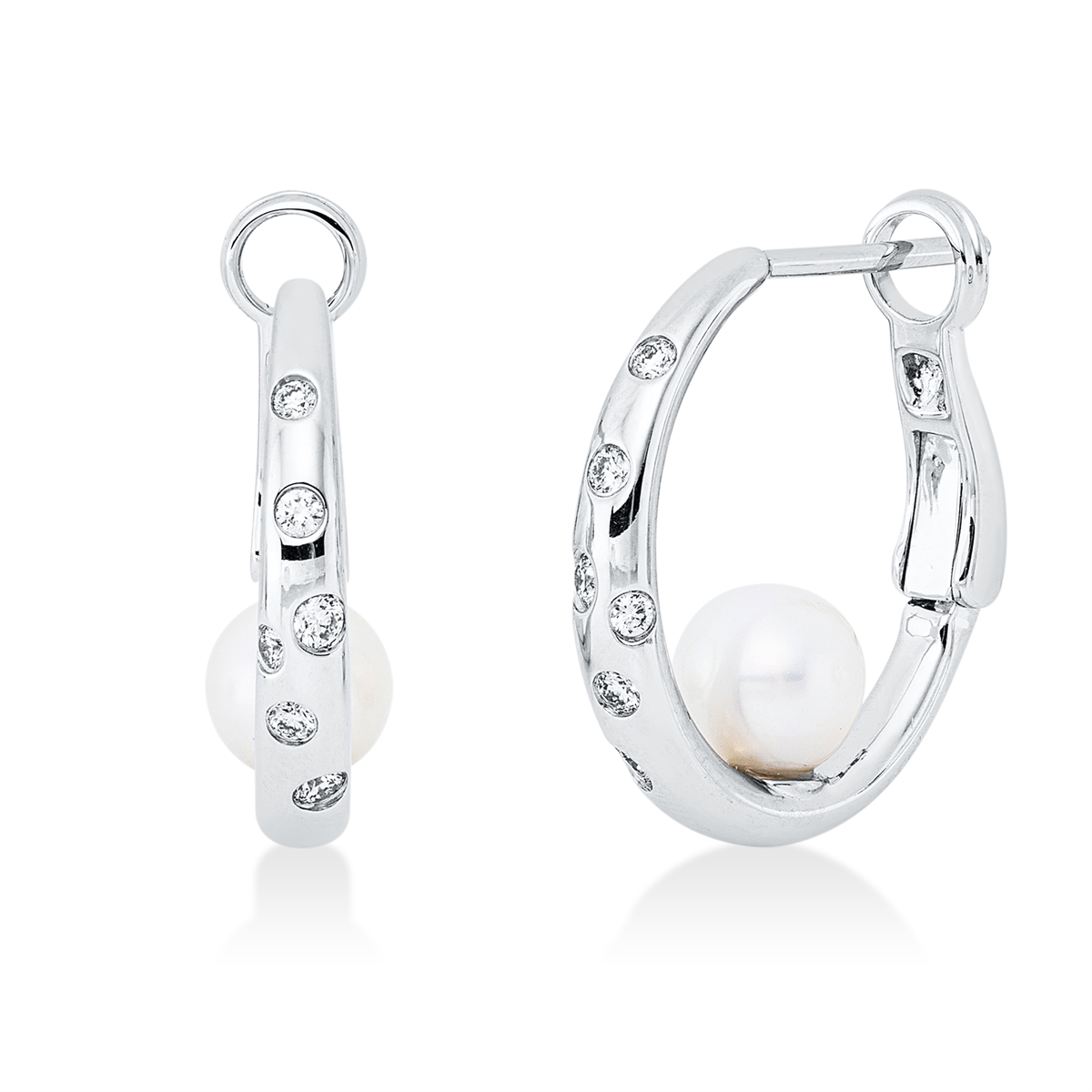 Creolen  14kt Weißgold mit 0,18ct Diamanten