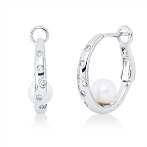 Creolen  14kt Weißgold mit 0,18ct Diamanten