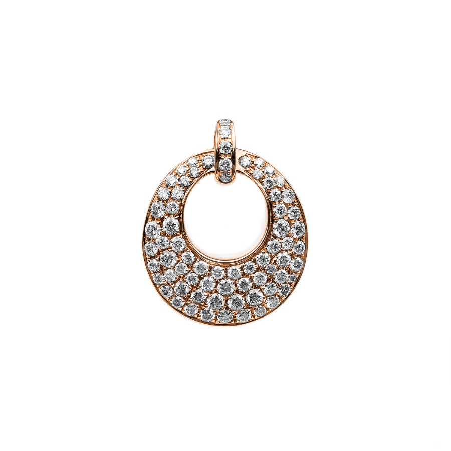 Pavé Anhänger  18kt Rotgold mit Öse mit 0,82ct Diamanten