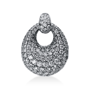 Pavé Anhänger  18kt Weißgold  Oval mit 1,90ct Diamanten