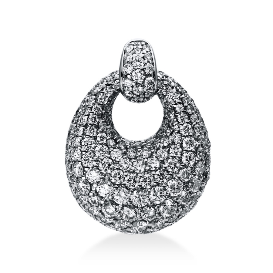Pavé Anhänger  18kt Weißgold  Oval mit 1,90ct Diamanten